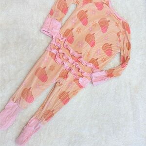 Baby Girl Poppy Kids Co Pumpkins Fall Autumn Thanksgiving Footsie Pajamas
